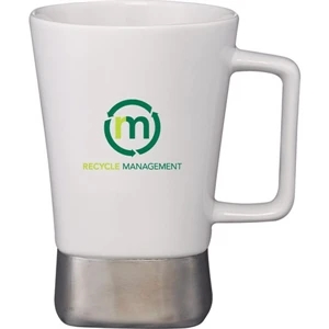 Ceramic Desk Mug With A Stainless Steel Skid-resistant Base And A Skid Pad, 16 Oz