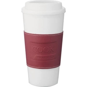 Double-wall 16 Oz Plastic Tumbler. Plastic Twist-off Lid. Removable Vinyl Sleeve
