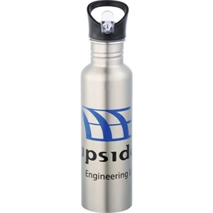 Surf - Stainless Steel 20 Oz Sport Bottle. Screw-on Lid With Straw. Carabiner Handle