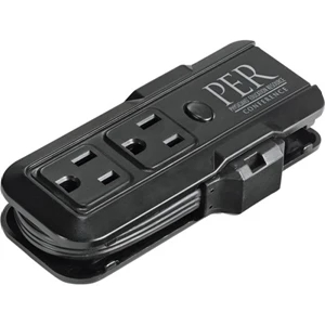 Powertech - Black Abs Plastic Multiple Travel Outlet. 3-outlet Ac Portable Strip. 15-amp