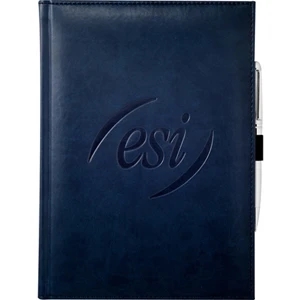 Journalbooks (r) Pedova (tm) - Large Italian Ultrahyde Bound Journal With Blue And Silver Ribbon Page Markers