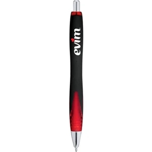 Scripto (r) Flame - Plastic Click Action Pen With Spray Rubber Coated Barrel And Colored Grip