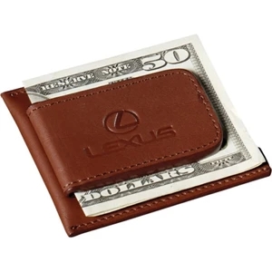 Cutter & Buck (r) - Chestnut Color, Genuine Top Grain Leather Magnetic Money Clip Card Case