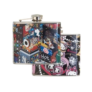 5 Oz. Stainless Steel Hip Flask With Full Wrap 4 Color Process Printing (cmyk)