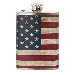 4 Oz. Slim Stainless Steel Hip Flask With Full Wrap 4 Color Process Printing (cmyk)