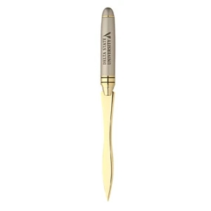 Milano Blanc - Satin Nickel Brass Letter Opener With Gold Accents And Blade