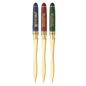 Milano Blanc - Lacquer Coated Marble Brass Letter Opener With Gold Accents And Blade