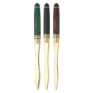 Milano Blanc - Matte Finish Rubberized Brass Letter Opener With Gold Accents And Blade