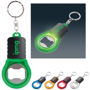 Bottle Opener Key Light Has Light Bulb Shaped Translucent Colored Frame