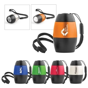 Mini Flashlight With Chubby Matte Black Body, Push Button And 6 White Led Bulbs