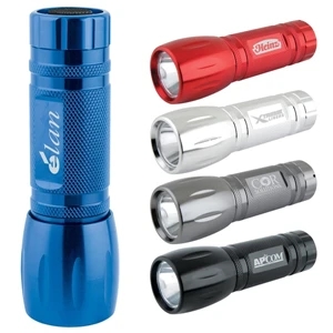 Pocket Sized Aluminum Flashlight Has Easy To Use Large Black Button And Led Light