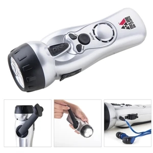 Dynamo - Flashlight That Has Fm Radio, 3 White Led Bulbs, Emergency Siren, Self Charging