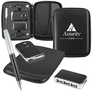 Usb Gift Set Includes Case, Retractable Cords, 3 Port Mini Hub And Mouse Pad