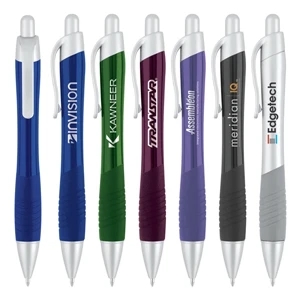 Curvaceous Metallic Color Barrel Gel Pen With Smooth Flow Gel Ink And Ribbed Grip