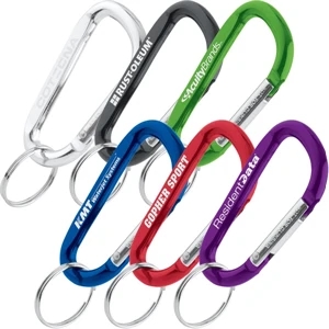 Aluminum Carabiner Key Tag With Split Ring And Available In Hot Metallic Colors