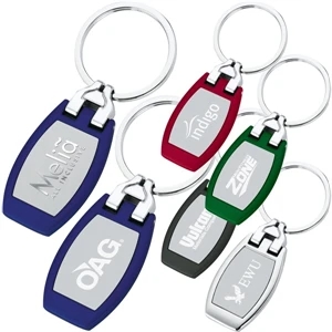 Metal Key Tag With Large Split Ring And Metallic Matte Color Finish Body