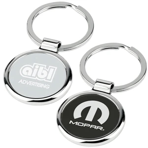Round-about - Key Tag With Chrome Metal Body Has Center Color Plate And Split Ring
