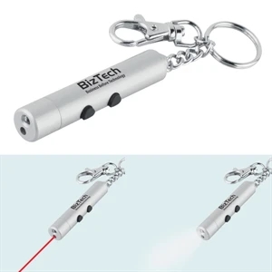 Key Tag With Laser Light Pointer With White Led Light An Split Ring & Claw Fastener