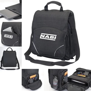 Amsterdam - Rectangular Black Messenger Bag With Patterned Accent And Large Compartment