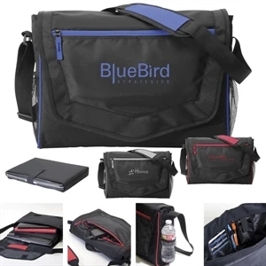 Wanderer - Black Messenger Bag With Contrasting Color Accent And Adjustable Shoulder Strap