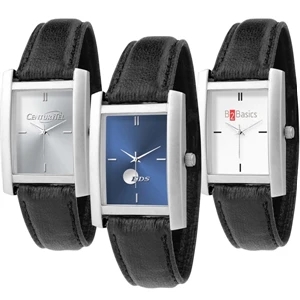 Watch With Unisex Design, Quartz Movement, Rectangle Shape And Black Band