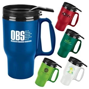 16 Oz. Travel Mug, Foam Insulation, Black Liner And Bold Color, Made In The Usa