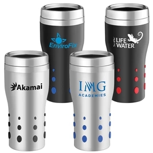Dot Matrix - 16 Oz. Stainless Tumbler With Rubber Dots For Easy Grip And Double Wall Insulation