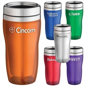 16 Oz. Tumbler With Translucent Color Outer Wall, Double Wall Insulation And Liner