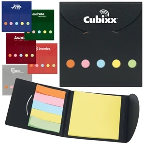 Pocket Flag Buddy - Self-stick Notepad And 5 Different Color Self Stick Paper Flag Holder