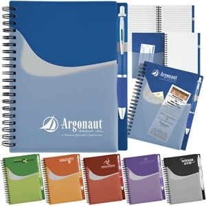 New Wave (r) Pocket Buddy - Notebook Has Translucent Colored Cover And Matching Pen With Inside Pocket