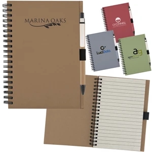 Spiral Bound Notebook Has Recycled Front And Back Cover, 60 Lined Pages And Pen