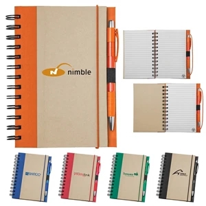 Spiral Bound Notebook With 80 Lined Sheets, Color Accents And 100% Recycled Pages