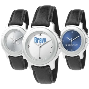 Unisex Style Watch With Silver Double Ring Case, Quartz Movement And Black Band