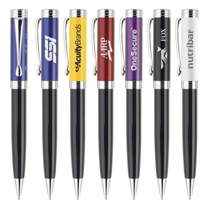 Executive Contempo - Ballpoint Pen With Enamel Cap, Designer Clip And Contrasting Black Barrel