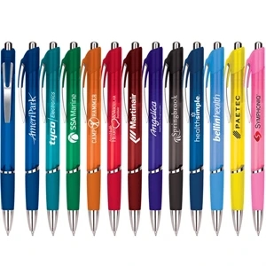 Aruba - Slim Pen With Translucent Color, Silver Accents And Rubber Grip