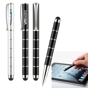 Vortex - Slim Aluminum Barrel Ballpoint Pen With Soft Rubber Stylus Tip