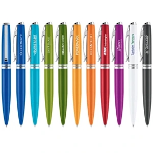 Brilliant - Twist Action Ballpoint Pen With Stainless Steel And Double Silver Center-band