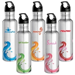 25 Oz. Water Bottle Made Of Stainless Steel With Bold Color Wave Graphic And Lid
