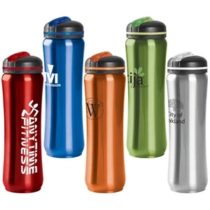 28 Oz. Stainless Steel Water Bottle With Slim Contour Design And Black Twist On Lid