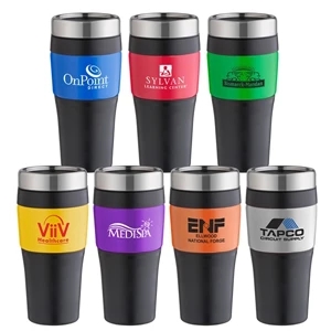 No-slip-grip - 16 Oz. Tumbler With Double Wall Insulation And Bold Color Metallic Panel Outer Wall