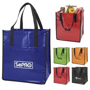 Slick - Non-woven Laminated Shopper Tote Has Bottom Board Reinforcement And 10" Gusset