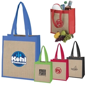 Cabana - Large Bold Colored Tote Made From Polypropylene Material With Jute Panels
