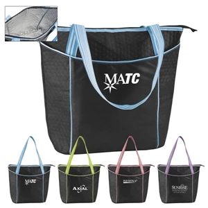 Large Black 100% Striped Non-woven Cooler Tote With Foil Lining For Insulation