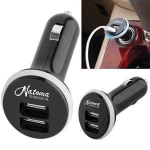 Mushroom - Mushroom Shaped Car Phone Charger With 2 Usb Ports & Blue Led Light Power Indicator