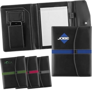 Mayfair - Black Leatherette Portfolio With Contrasting Color Nylon Center Band Accent