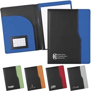 Full Sized Portfolio With Leatherette Front Cover And Color Microfiber Front Pocket