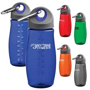 Clip-n-sip - 32 Oz. Bottle With Rubberized Twist-on Lid With Silver Carabiner