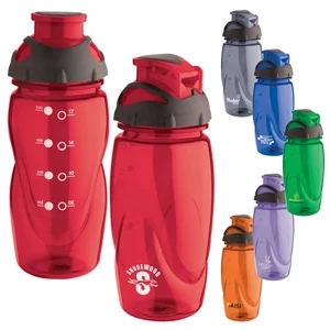 Tritan (r) - 18 Oz. Water Bottle Has Translucent Color, Black Rubber Cap And Drink Spout