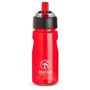 Red - Notched Water Bottle, 18 Oz., With Loop And Twist On Black Plastic Lid