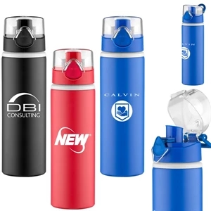 Hermosa - 27 Oz. Aluminum Water Bottle With Color Stripes And Matching Color Twist On Lid